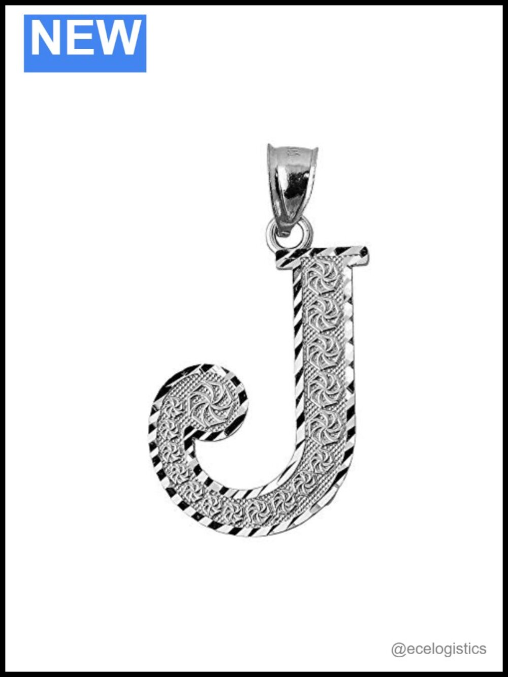 Sterling Silver Initial Letter A-Z Charm Pendant Necklace